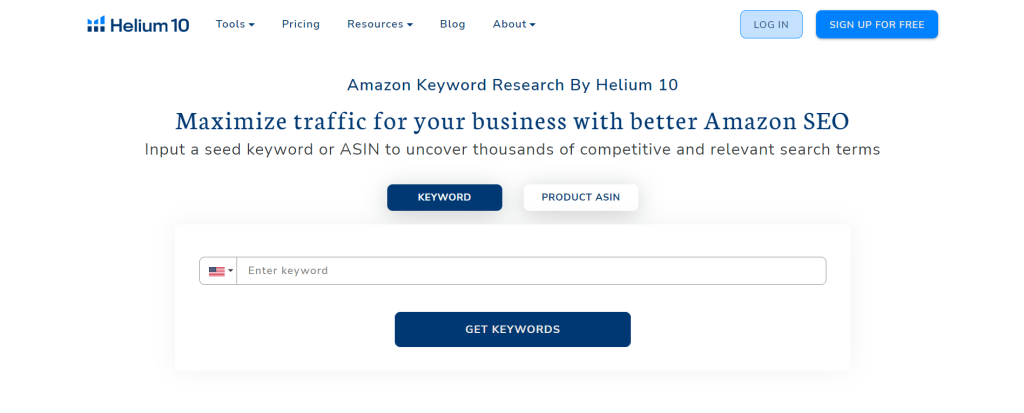 Helium 10 Keyword Research Tool