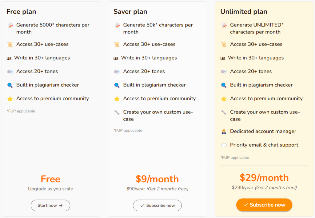 Rytr Pricing Plan