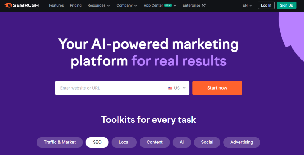 Semrush Homepage Semrush Homepage