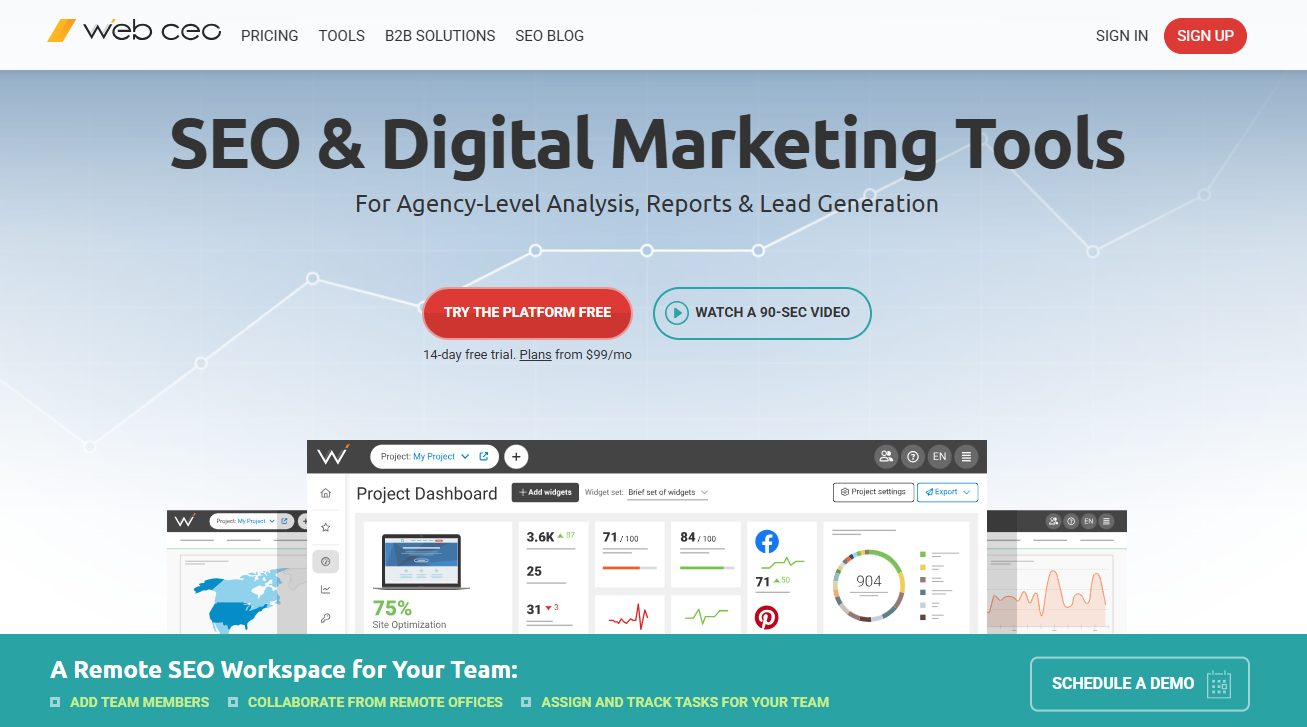 WebCEO Homepage