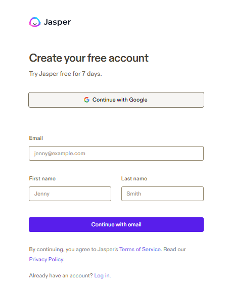 Create Your Jasper AI Free Account