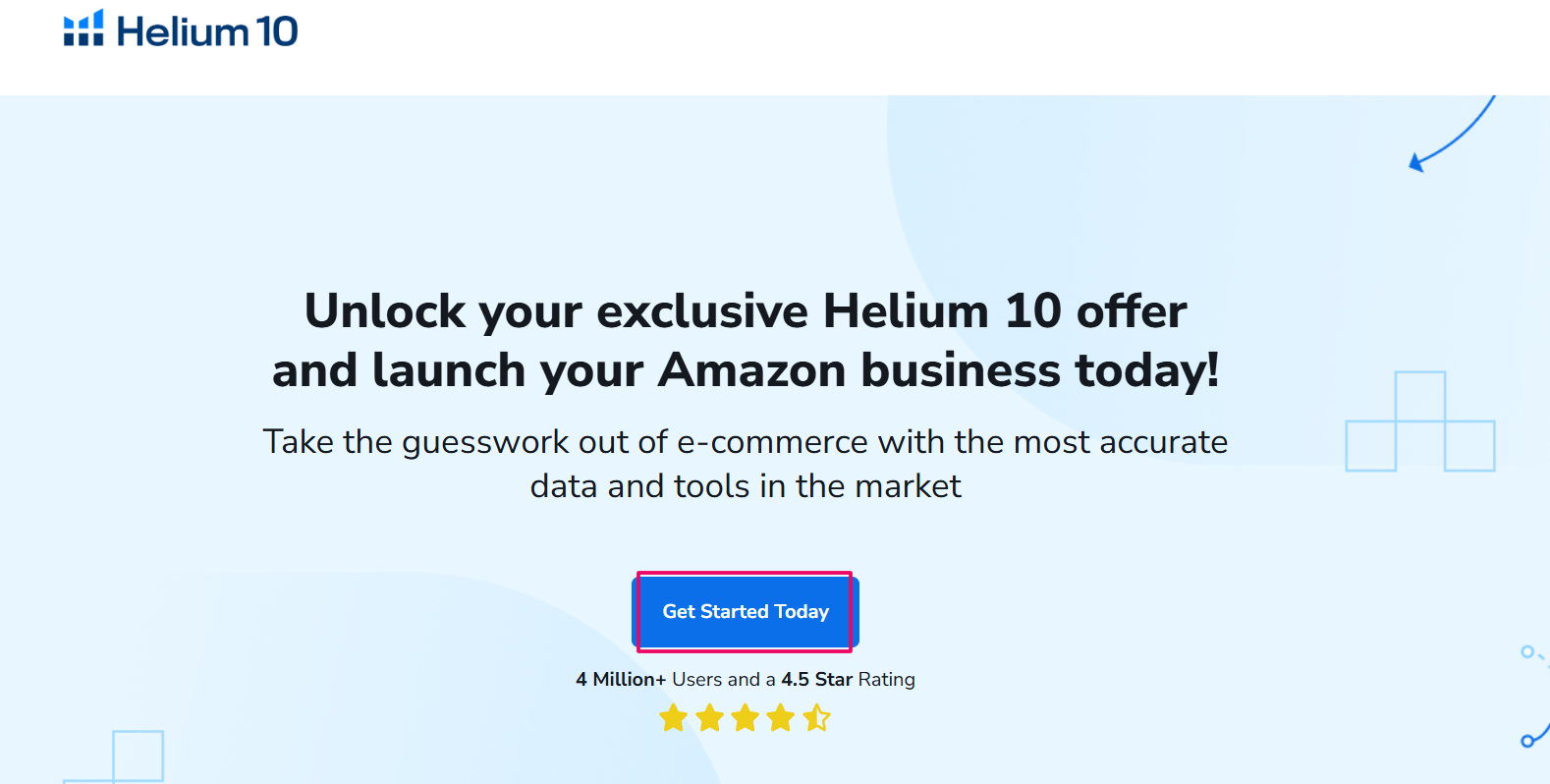 Helium 10 Discount Page & Click On Get Started Today