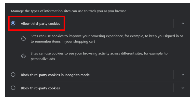 Check Chrome’s Cookie Settings