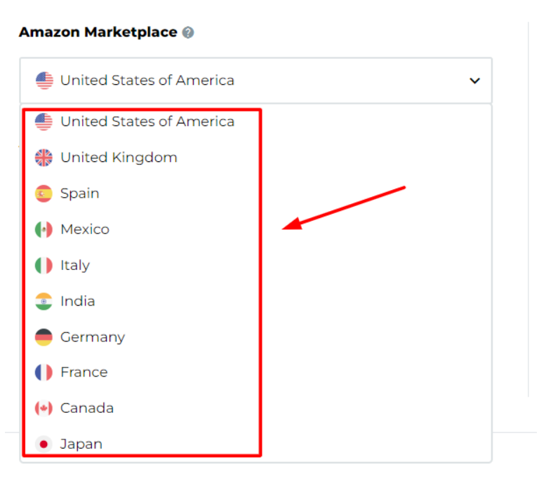 Select the Amazon marketplace