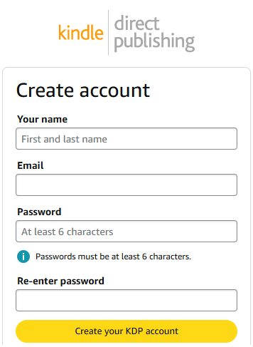 Create an Account on Amazon KDP