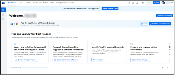 Helium 10 Dashboard