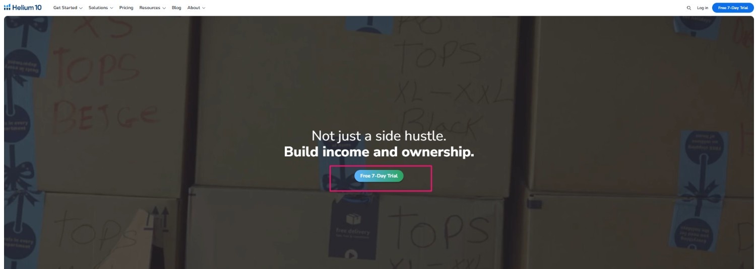 Helium 10 homepage