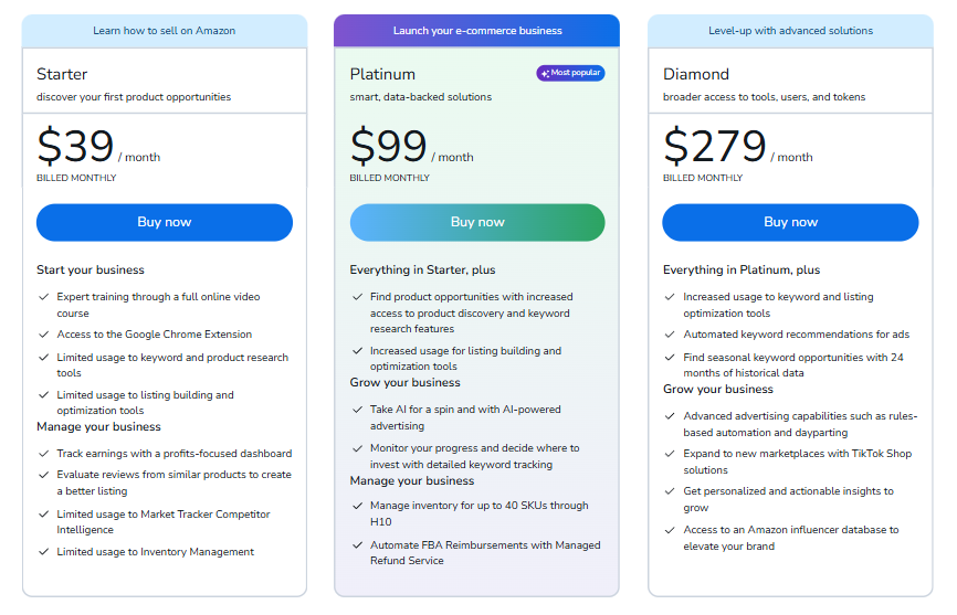 Helium 10 Pricing Plan Helium 10 Discount Page