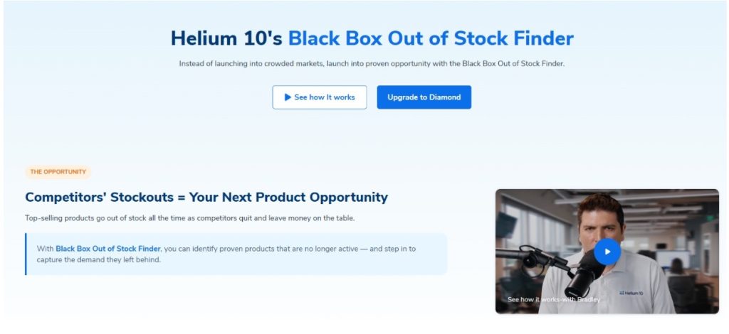 Helium 10 Black Box Out of Stock Finder